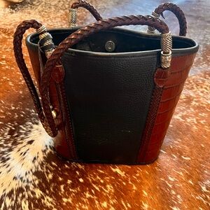 Brighton Black and Brown Tote Bag with Braided Handles